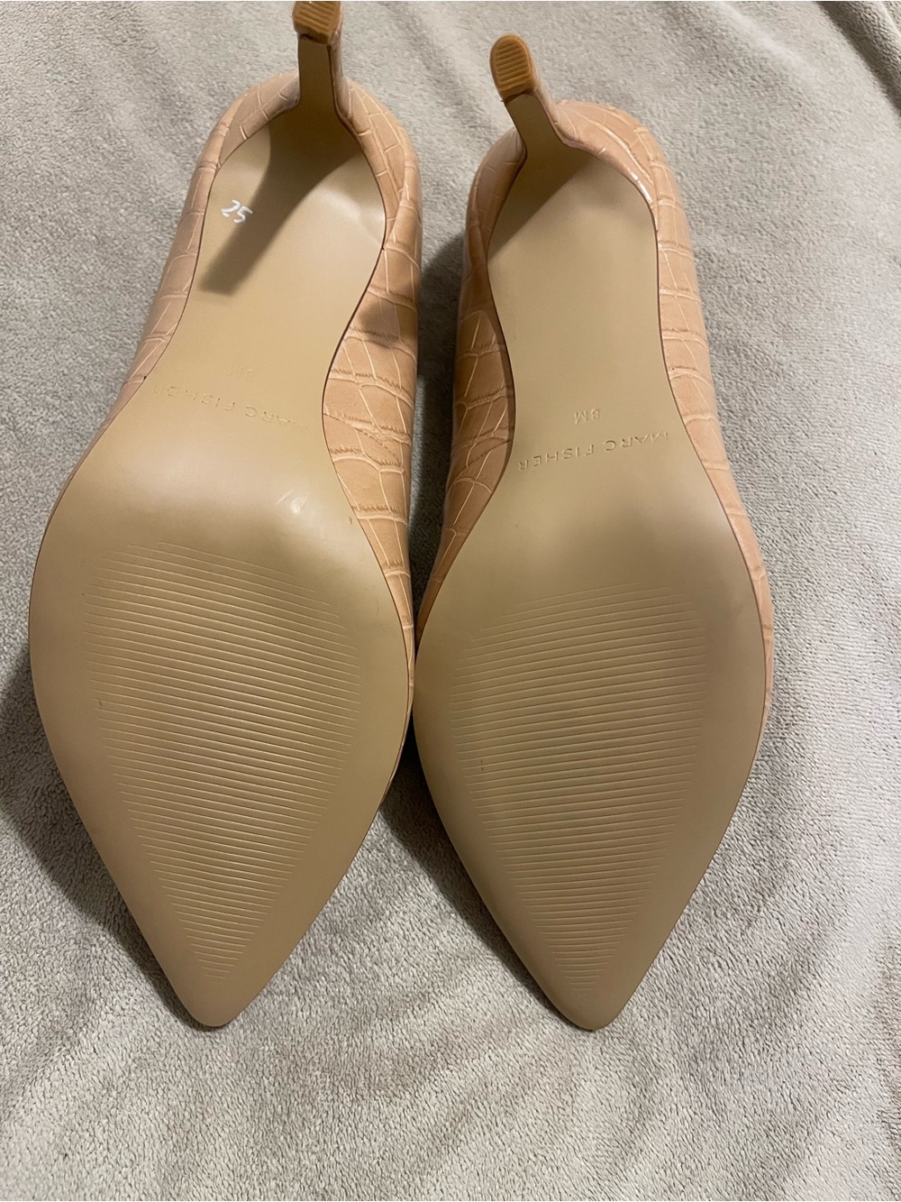 Marc Fisher Tan Croc-Embossed Pointed Toe Pumps - Picture 3 of 3